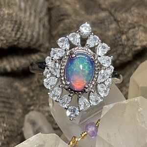 Purple Fire Opal .925 Silver Ring 7